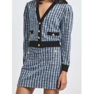 NWT Derek Lam 10 Crosby Ky Stretch Tweed Cardigan size Small Gold Buttons $495